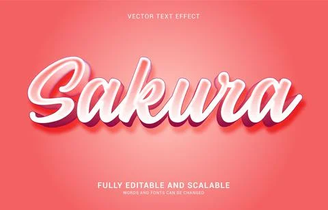 Editable text effect, Sakura style Stock Illustration