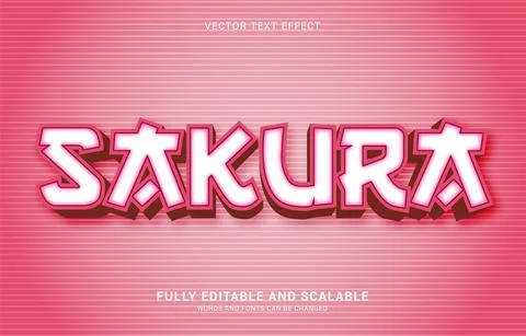 Editable text effect, Sakura style Stock Illustration