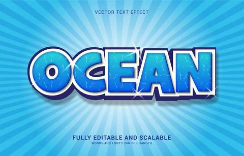 Editable text effect, Sea Ocean style Stock Illustration