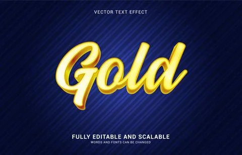 Editable text effect, Shiny Gold style Stock Illustration