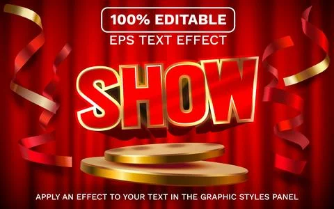 Editable text effect. Show font template. Retro style. Vector illustration Stock Illustration