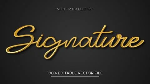 Editable text effect Signature 3d gold text vector illustration with luxury.. 스톡 일러스트