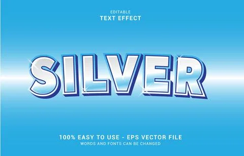 Editable text effect, silver style Illustrazione stock