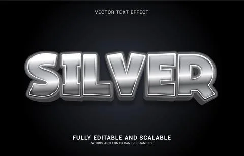 Editable text effect, Silver style Stock Illustration