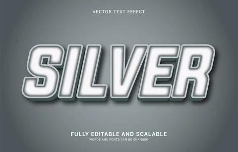 Editable text effect, Silver style Stock Illustration