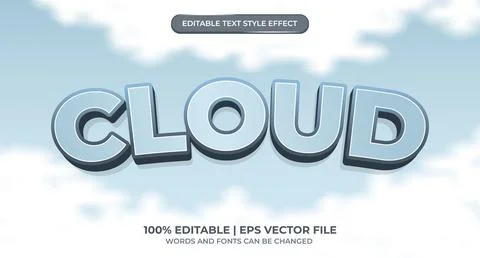 Editable text effect - sky and cloud style Stock Illustration