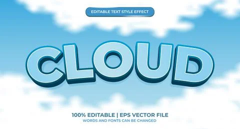 Editable text effect - sky and cloud style Stock Illustration