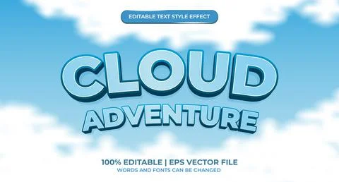 Editable text effect - sky and cloud style Stock Illustration