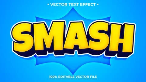 Editable text effect Smash 3d Cartoon template style premium vector Illustrazione stock