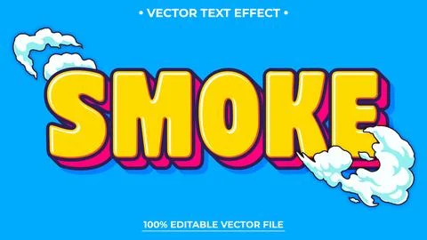 Editable text effect Smoke 3d Cartoon template style premium vector Stock Illustration