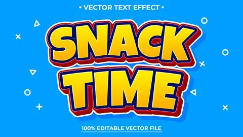 Editable text effect, Snack Time text with modern color style イラスト素材