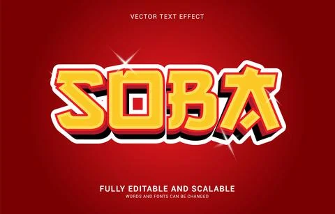Editable text effect, Soba style Illustrazione stock