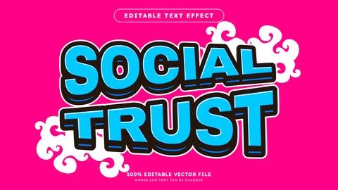 Editable text effect Social Trust text with modern color style イラスト素材
