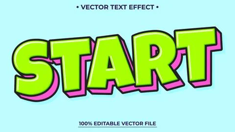Editable text effect Start 3d Cartoon template style premium vector Illustrazione stock
