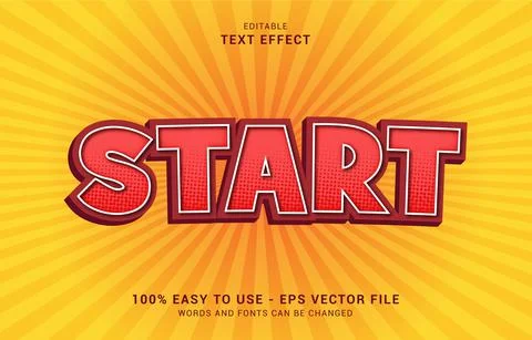 Editable text effect, Start Button style Stock Illustration