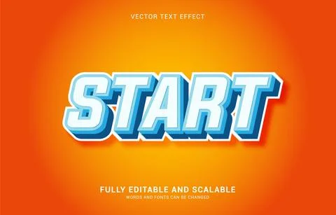 Editable text effect, Start style Stock Illustration