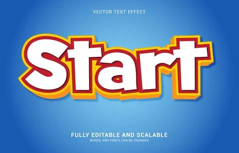 Editable text effect, Start style Illustrazione stock