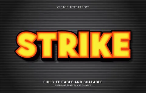 Editable text effect, Strike style Stock Illustration