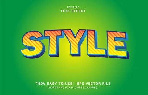 Editable text effect, striped style Stock Illustration