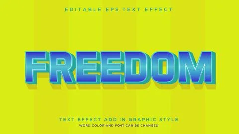 Editable text effect styles modern concept Freedom text effect Stock Illustration