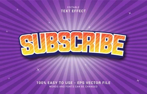Editable text effect, Subscribe Cartoon style Stock Illustration