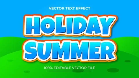 Editable text effect Summer cartoon style template 3d Stock Illustration