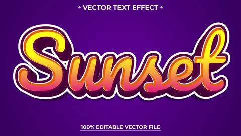 Editable text effect Sunset 3d Cartoon template style premium vector 스톡 일러스트