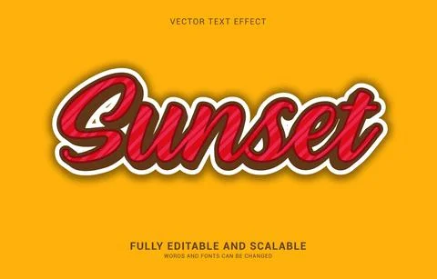 Editable text effect, Sunset style Stock Illustration