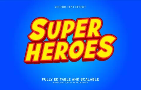 Editable text effect, Super Heroes style Illustrazione stock