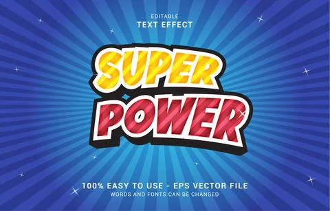Editable text effect, Super Power style Stock Illustration