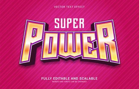 Editable text effect, Super Power style Stock Illustration