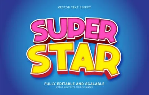 Editable text effect, Super Star style Stock Illustration