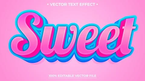 Editable text effect Sweet 3d Cartoon Realistic template style premium vector Illustrazione stock