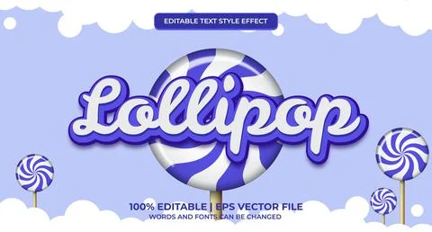 Editable text effect - sweet lollipop style. Lollipop Editable text effect in Illustrazione stock