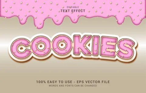 Editable text effect, Sweet Pink Cookies style Stock Illustration