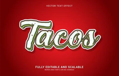 Editable text effect, Tacos style Stock Illustration