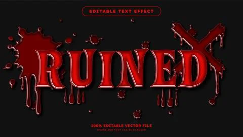 Editable text effect template 3d bold shiny blood liquid text style Stock Illustration