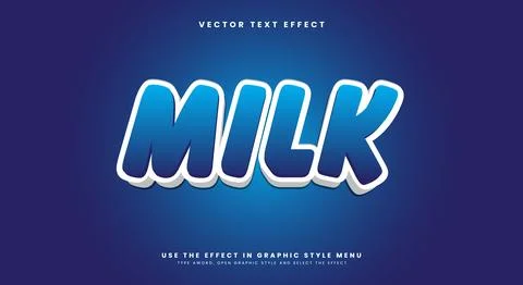 Editable text effect template, Milk 3D chrome Stock Illustration
