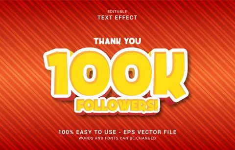 Editable text effect, Thank You Followers style Stock Illustration