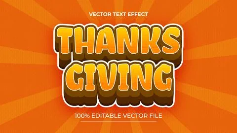 Editable text effect thanksgiving text with leaves illustration イラスト素材