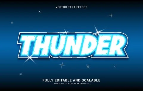 Editable text effect, Thunder style Stock Illustration