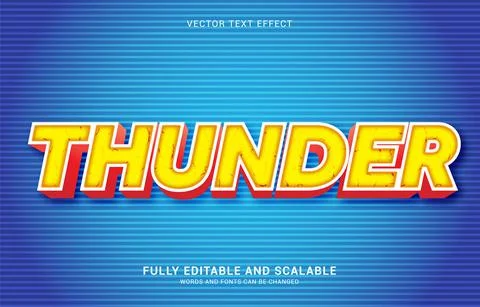 Editable text effect, Thunder style Stock Illustration