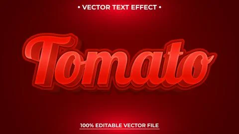 Editable text effect Tomato 3d realistic template modern style Stock Illustration