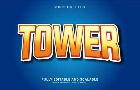 Editable text effect, Tower style Stock Illustration