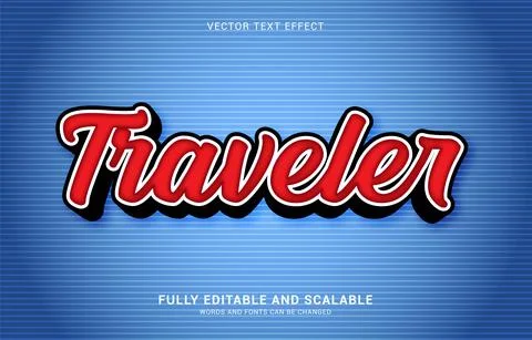 Editable text effect, Traveler style Stock Illustration