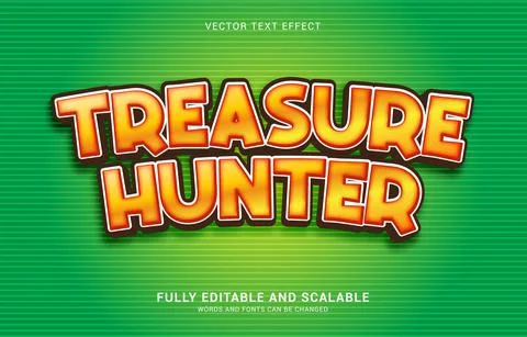 Editable text effect, Treasure Hunter style Stock Illustration