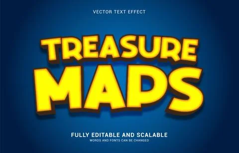Editable text effect, Treasure Maps style Stock Illustration