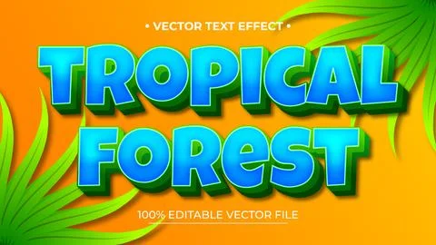 Editable text effect Tropical Forest style Stock Illustration
