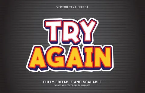 Editable text effect, Try Again style Stock Illustration