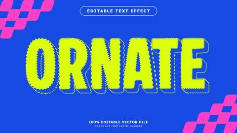 Editable text effect vector bold playful 3D lettering with vibrant colors a.. Stock Illustration